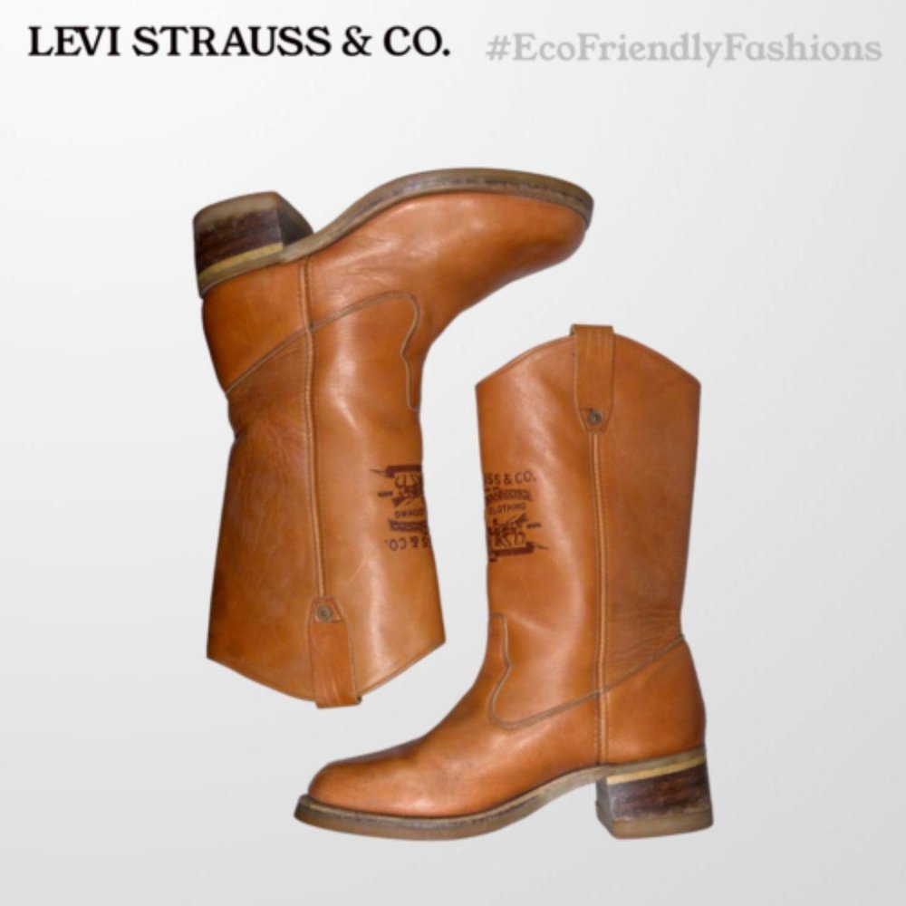 Vintage Levi Strauss & Co WC Mens Brown Leather Western Cowboy Boots Size 8.5 - Picture 3 of 7